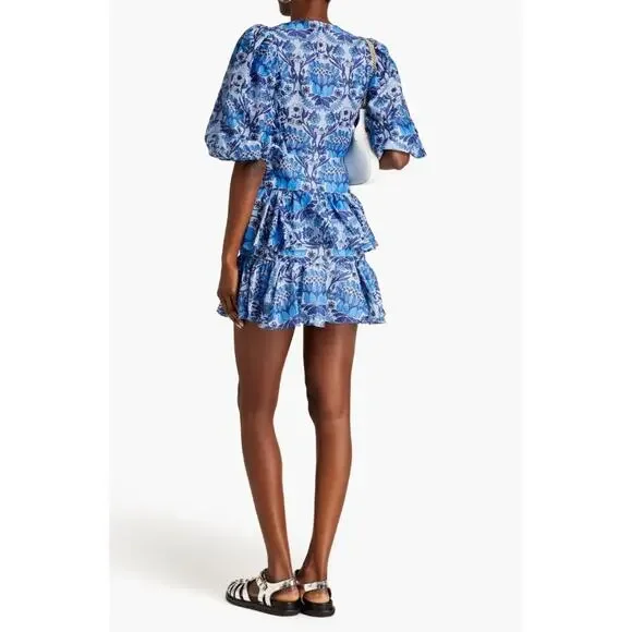 SANDRO PARIS Linen Blend Floral Tiered Mini Dress Net-A-Porter 38 6 M $520 - Picture 14 of 14